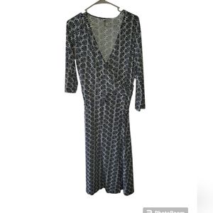 White Stag womens wrap dress fan print blue size XL 3/4 sleeve